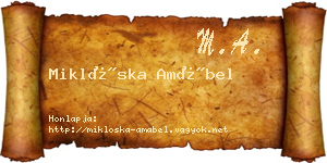 Miklóska Amábel névjegykártya